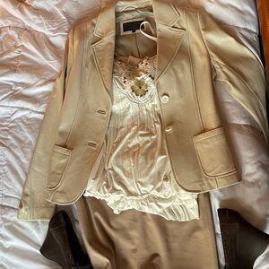 Elegant Cream Leather Jacket for Women